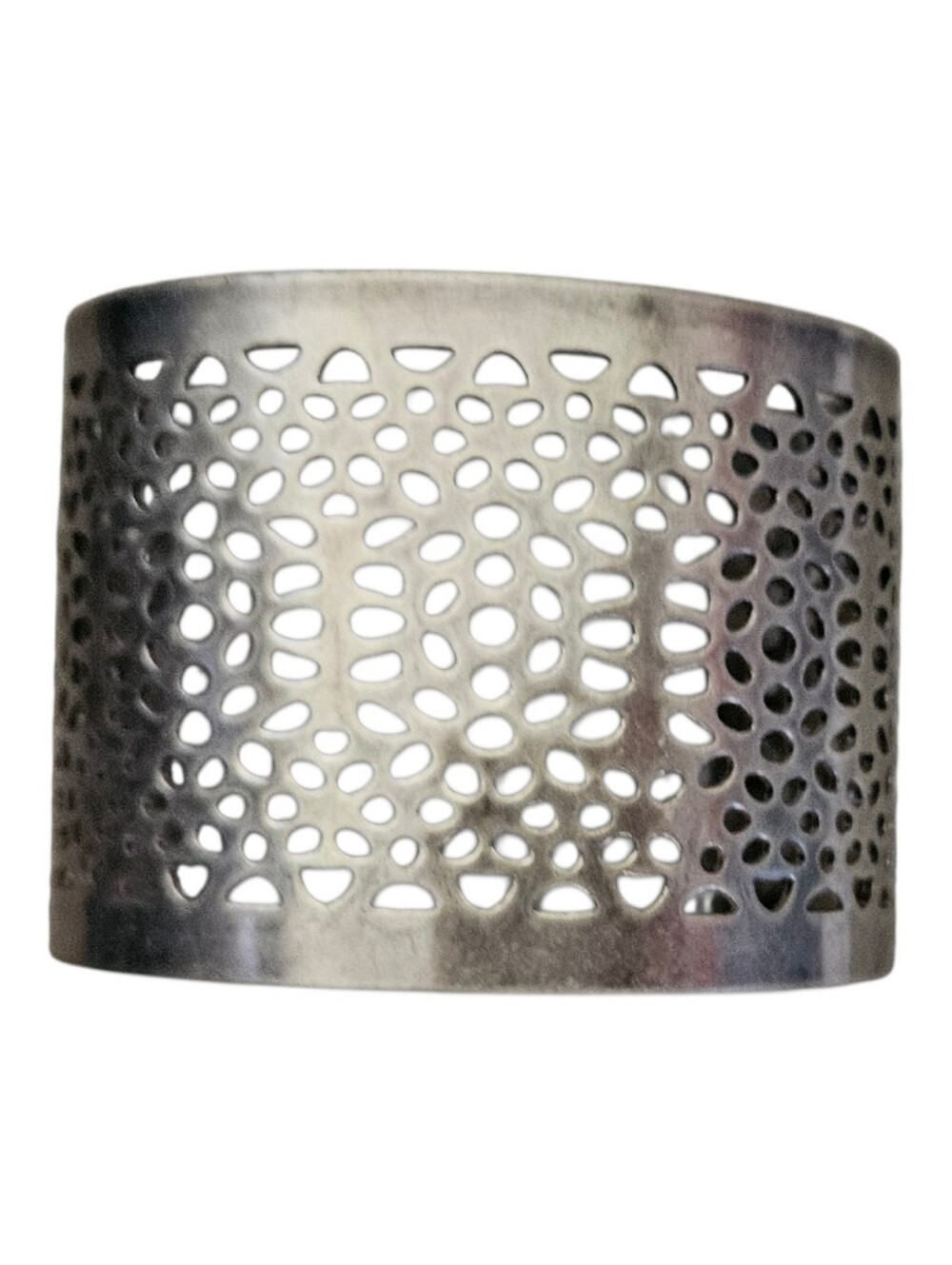 Boho Silver Cutout Wide Cuff Bracelet | Filigree Lattice Statement Bangle